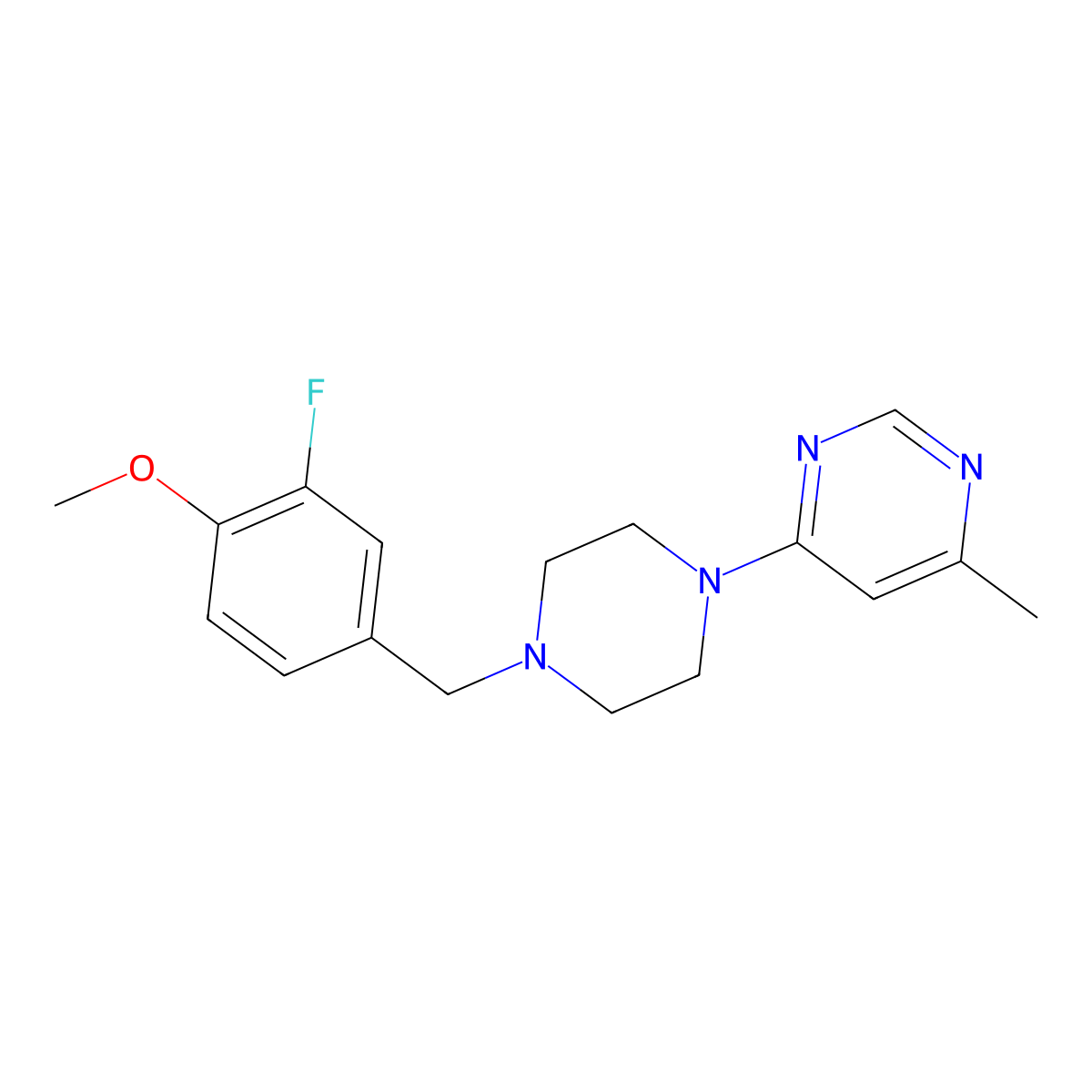 4-{4-[(3-Fluoro-4-methoxyphenyl)methyl]piperazin-1-yl}-6-methylpyrimidine molecular structure, CAS 2549016-54-6