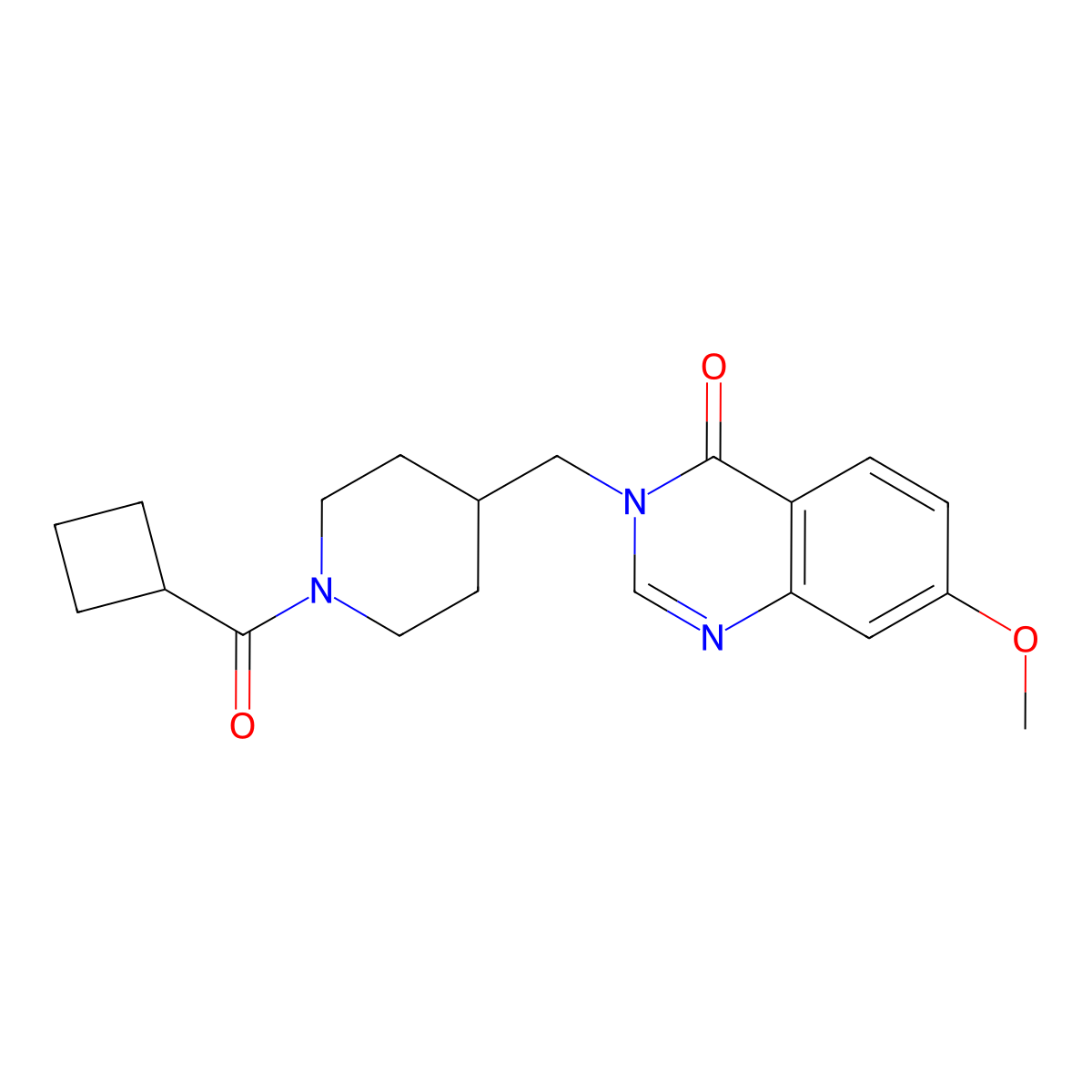 3-[(1-Cyclobutanecarbonylpiperidin-4-yl)methyl]-7-methoxy-3,4-dihydroquinazolin-4-one molecular structure, CAS 2549016-56-8