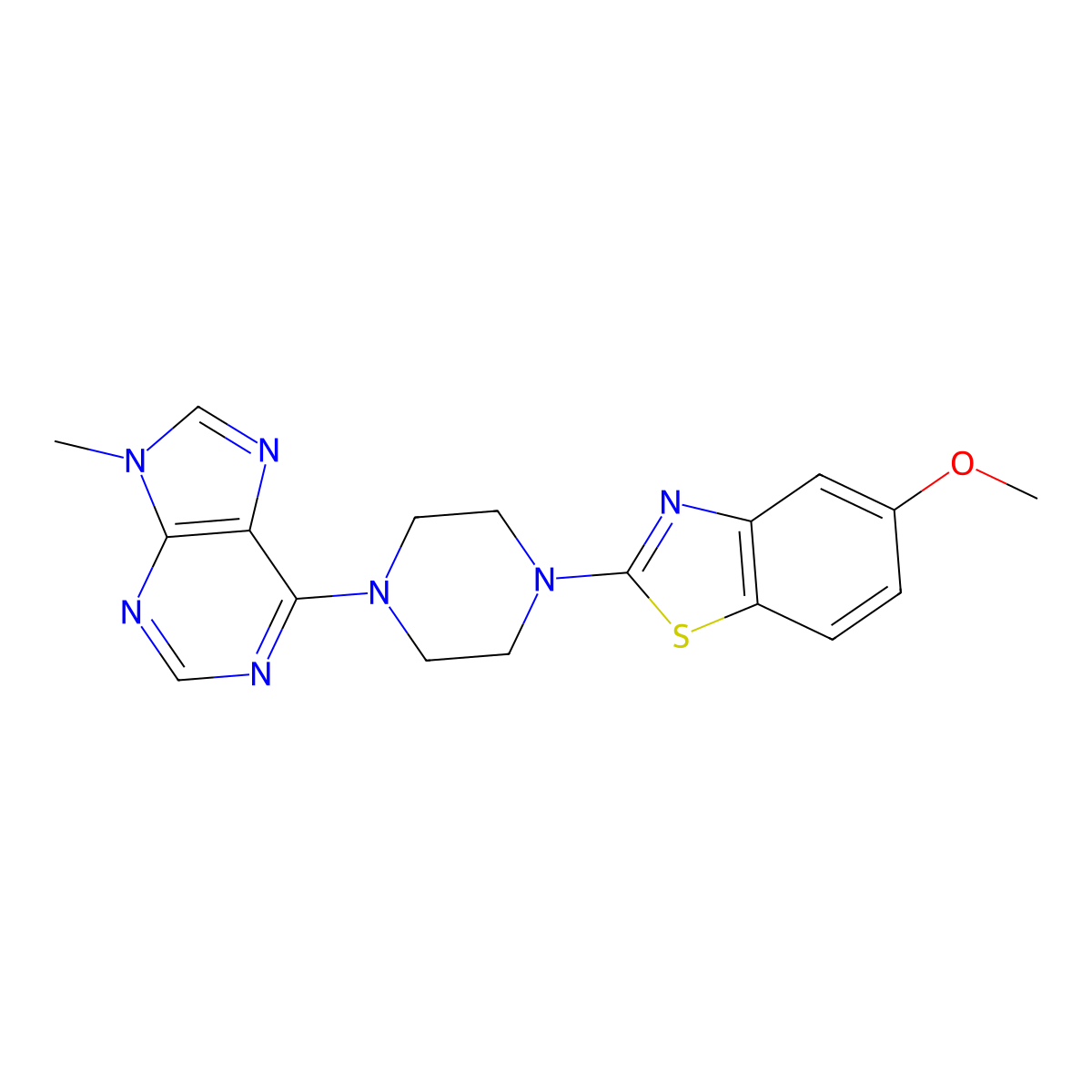 6-[4-(5-methoxy-1,3-benzothiazol-2-yl)piperazin-1-yl]-9-methyl-9H-purine molecular structure, CAS 2549016-57-9