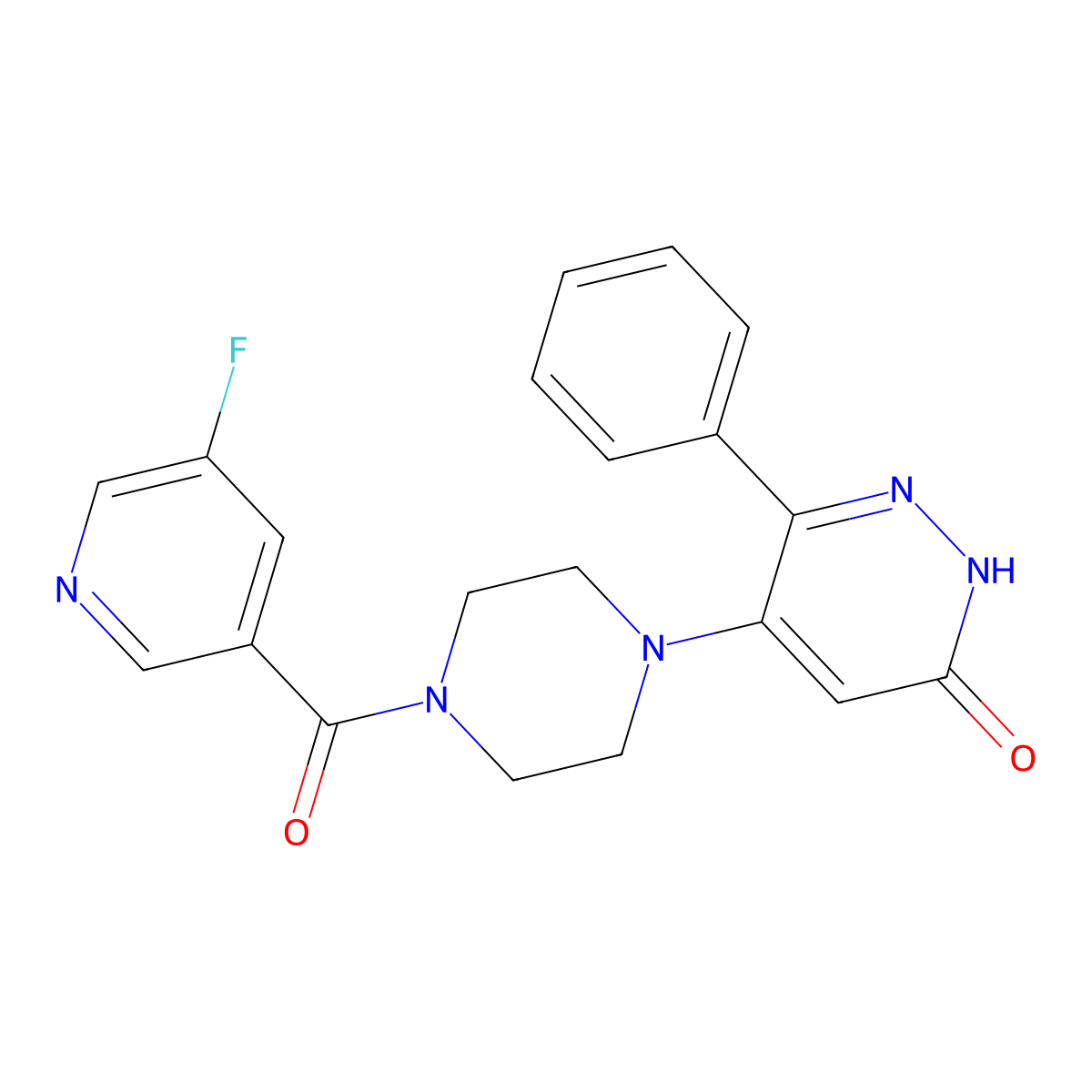 5-[4-(5-Fluoropyridine-3-carbonyl)piperazin-1-yl]-6-phenyl-2,3-dihydropyridazin-3-one molecular structure, CAS 2549016-62-6