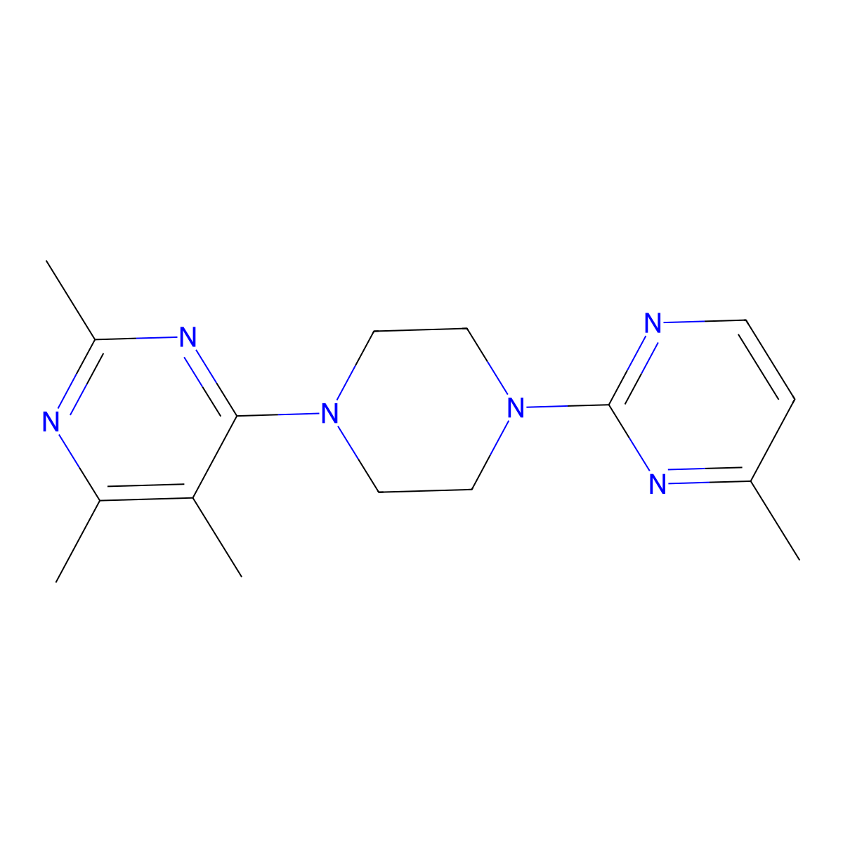 2,4,5-Trimethyl-6-[4-(4-methylpyrimidin-2-yl)piperazin-1-yl]pyrimidine molecular structure, CAS 2549016-63-7