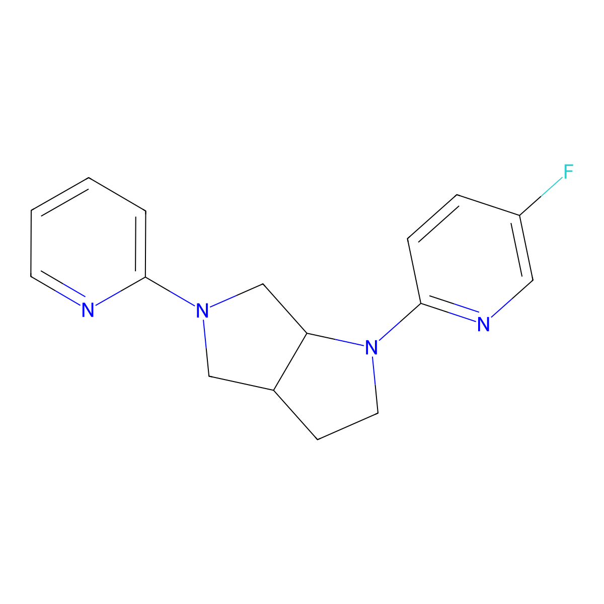 5-Fluoro-2-[5-(pyridin-2-yl)-octahydropyrrolo[3,4-b]pyrrol-1-yl]pyridine molecular structure, CAS 2549016-66-0