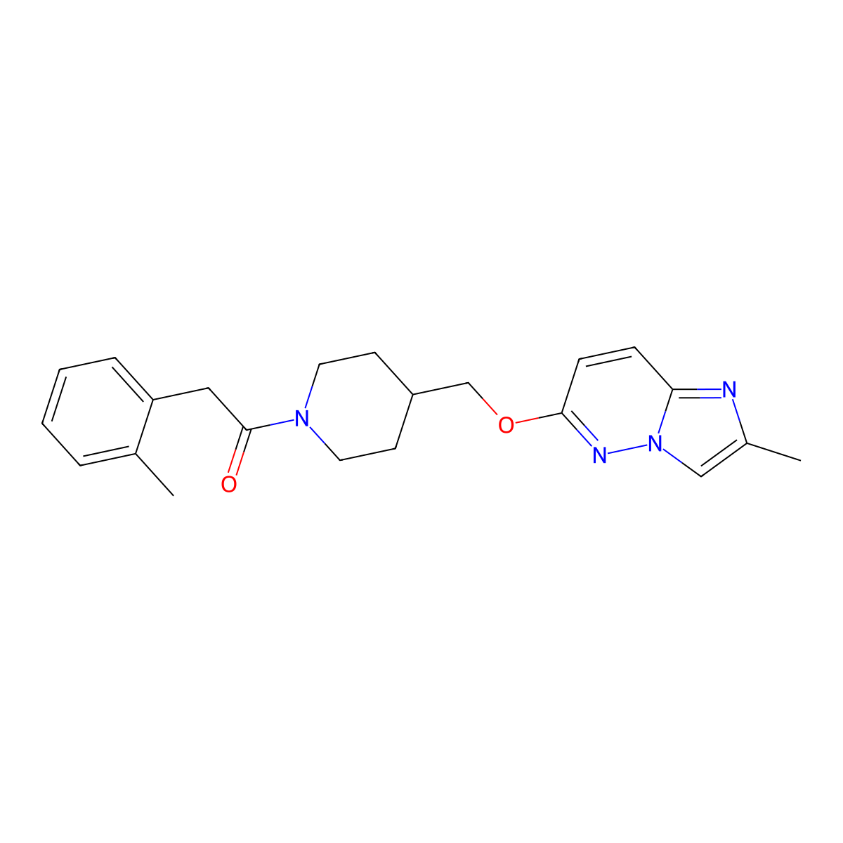1-{4-[({2-Methylimidazo[1,2-b]pyridazin-6-yl}oxy)methyl]piperidin-1-yl}-2-(2-methylphenyl)ethan-1-one molecular structure, CAS 2549016-71-7
