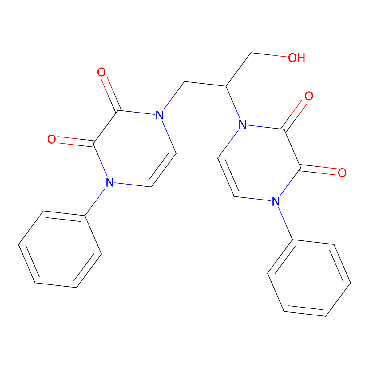 1-[1-(2,3-Dioxo-4-phenyl-1,2,3,4-tetrahydropyrazin-1-yl)-3-hydroxypropan-2-yl]-4-phenyl-1,2,3,4-tetrahydropyrazine-2,3-dione molecular structure, CAS 2549016-74-0