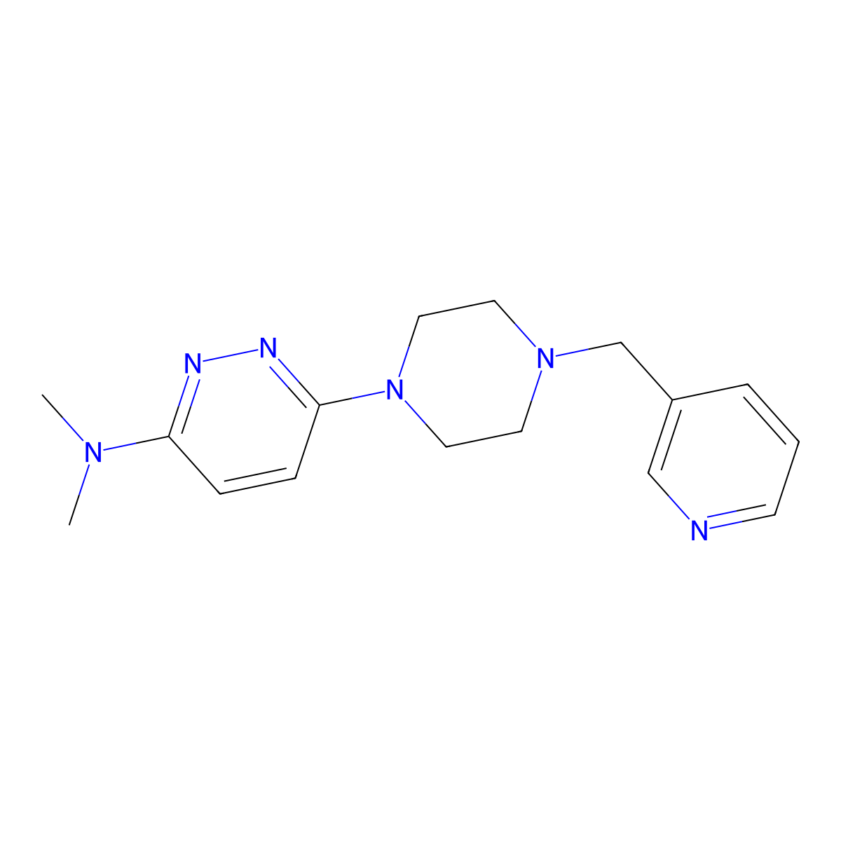 N,N-dimethyl-6-{4-[(pyridin-3-yl)methyl]piperazin-1-yl}pyridazin-3-amine molecular structure, CAS 2549016-75-1