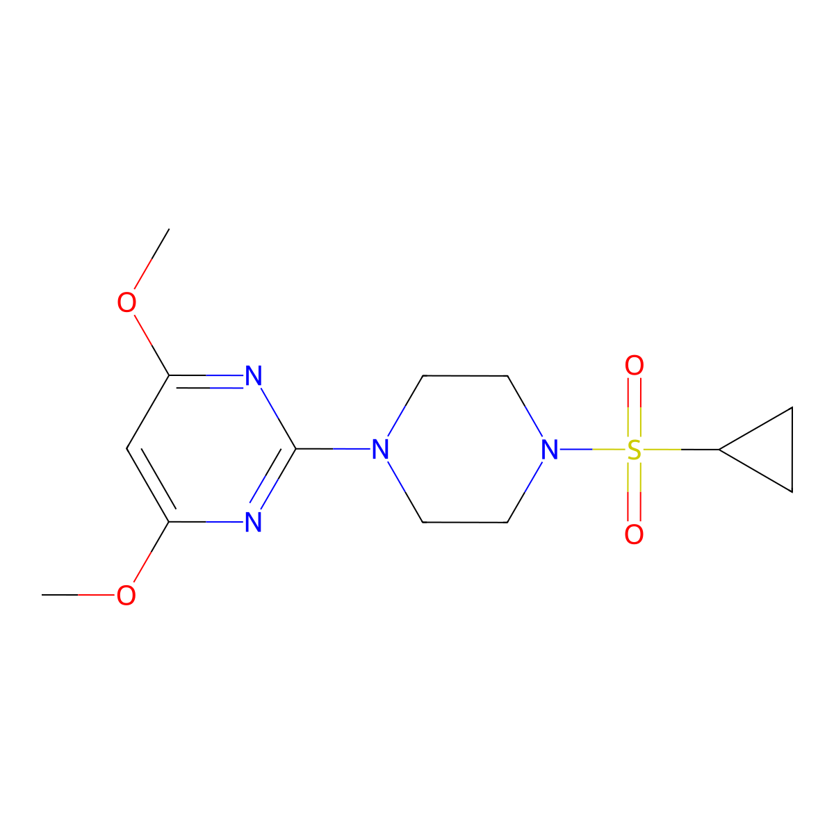 2-[4-(Cyclopropanesulfonyl)piperazin-1-yl]-4,6-dimethoxypyrimidine molecular structure, CAS 2549016-83-1