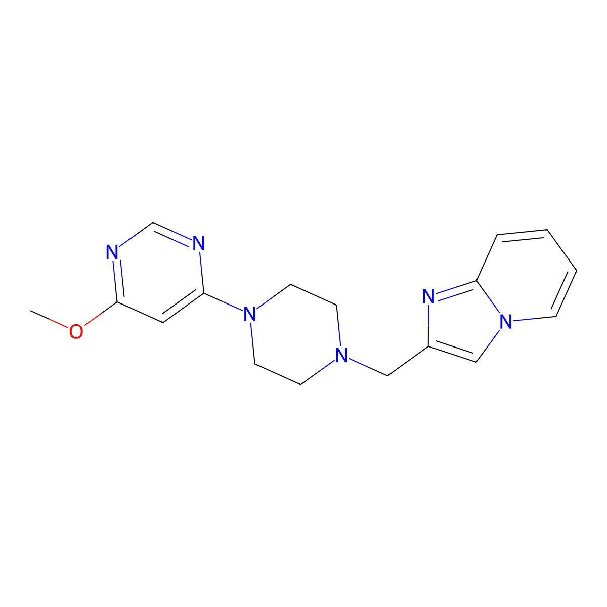 4-[4-({Imidazo[1,2-a]pyridin-2-yl}methyl)piperazin-1-yl]-6-methoxypyrimidine molecular structure, CAS 2549016-89-7