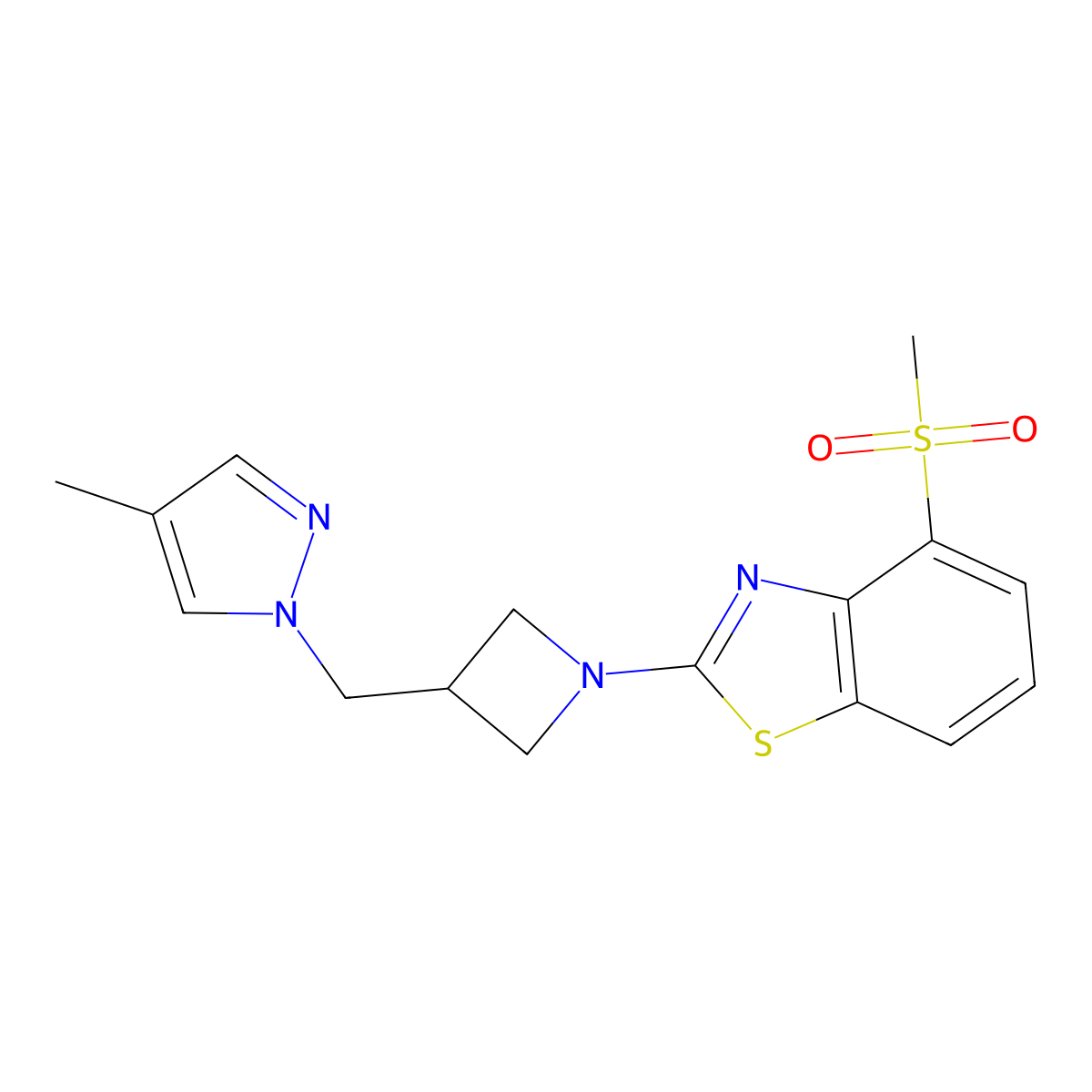 4-methanesulfonyl-2-{3-[(4-methyl-1H-pyrazol-1-yl)methyl]azetidin-1-yl}-1,3-benzothiazole molecular structure, CAS 2549016-90-0