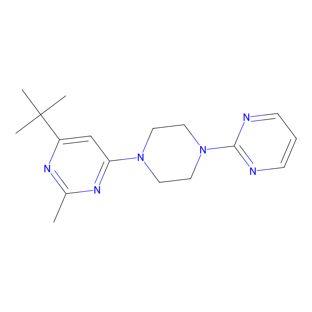 4-Tert-butyl-2-methyl-6-[4-(pyrimidin-2-yl)piperazin-1-yl]pyrimidine molecular structure, CAS 2549016-93-3