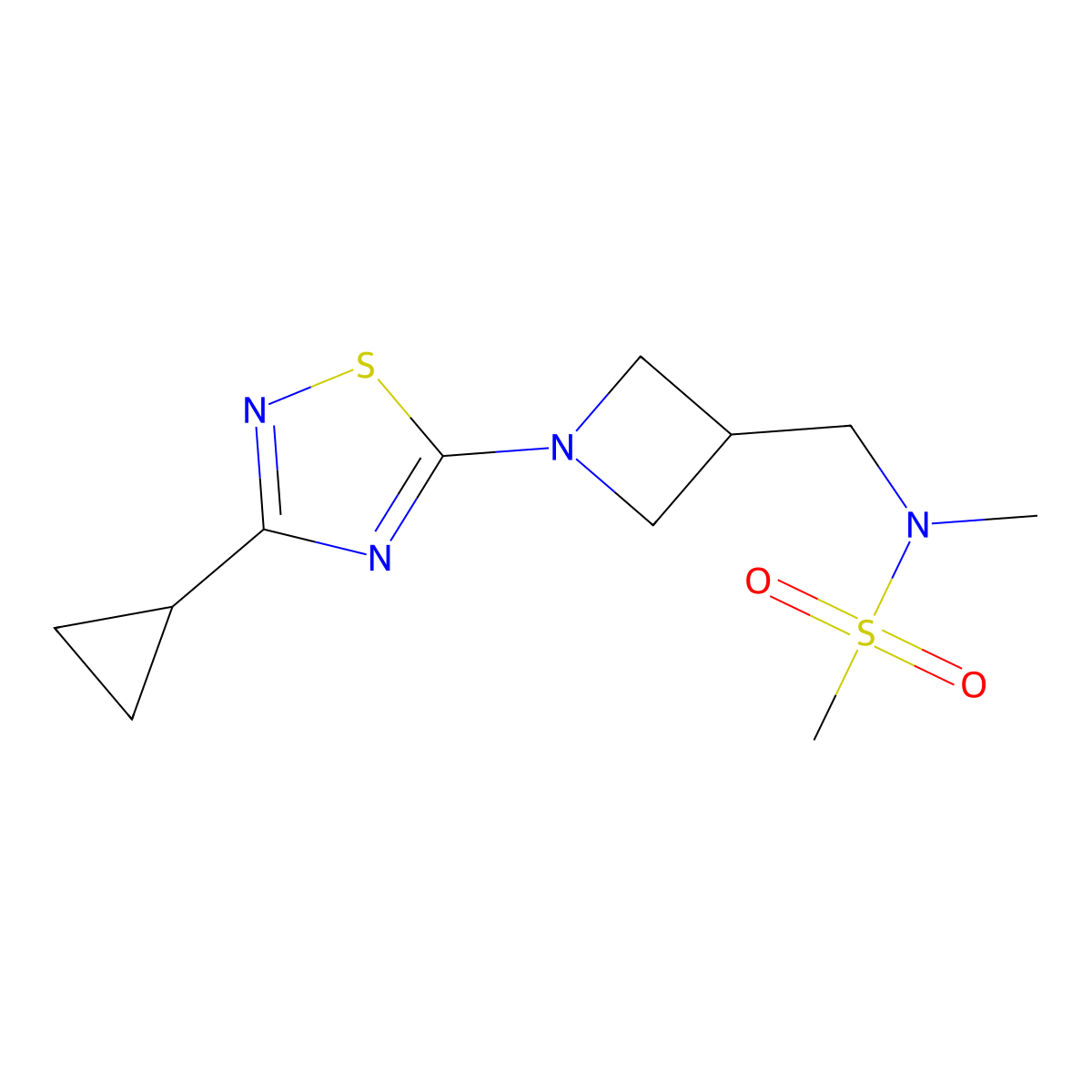 N-{[1-(3-cyclopropyl-1,2,4-thiadiazol-5-yl)azetidin-3-yl]methyl}-N-methylmethanesulfonamide molecular structure, CAS 2549017-00-5