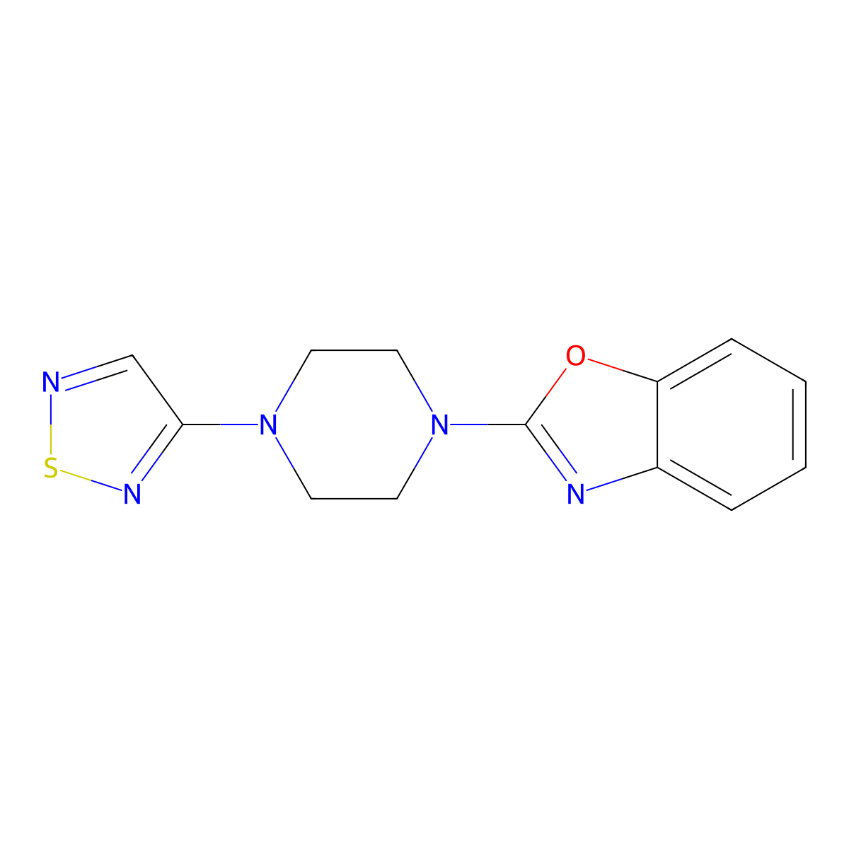 2-[4-(1,2,5-Thiadiazol-3-yl)piperazin-1-yl]-1,3-benzoxazole molecular structure, CAS 2549017-01-6