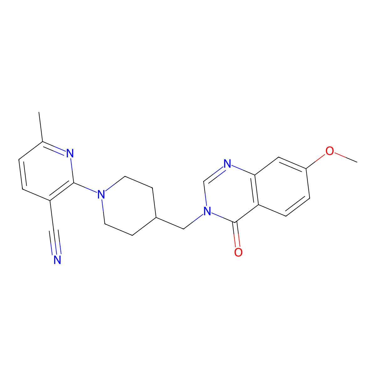 2-{4-[(7-Methoxy-4-oxo-3,4-dihydroquinazolin-3-yl)methyl]piperidin-1-yl}-6-methylpyridine-3-carbonitrile molecular structure, CAS 2549017-06-1