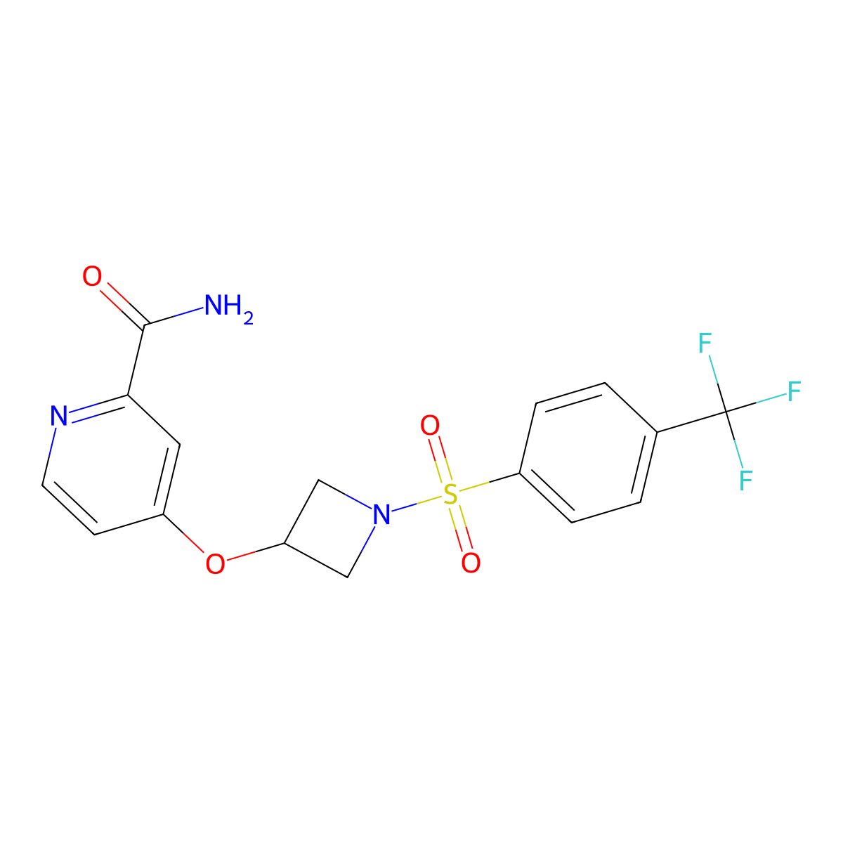 4-({1-[4-(Trifluoromethyl)benzenesulfonyl]azetidin-3-yl}oxy)pyridine-2-carboxamide molecular structure, CAS 2549017-15-2
