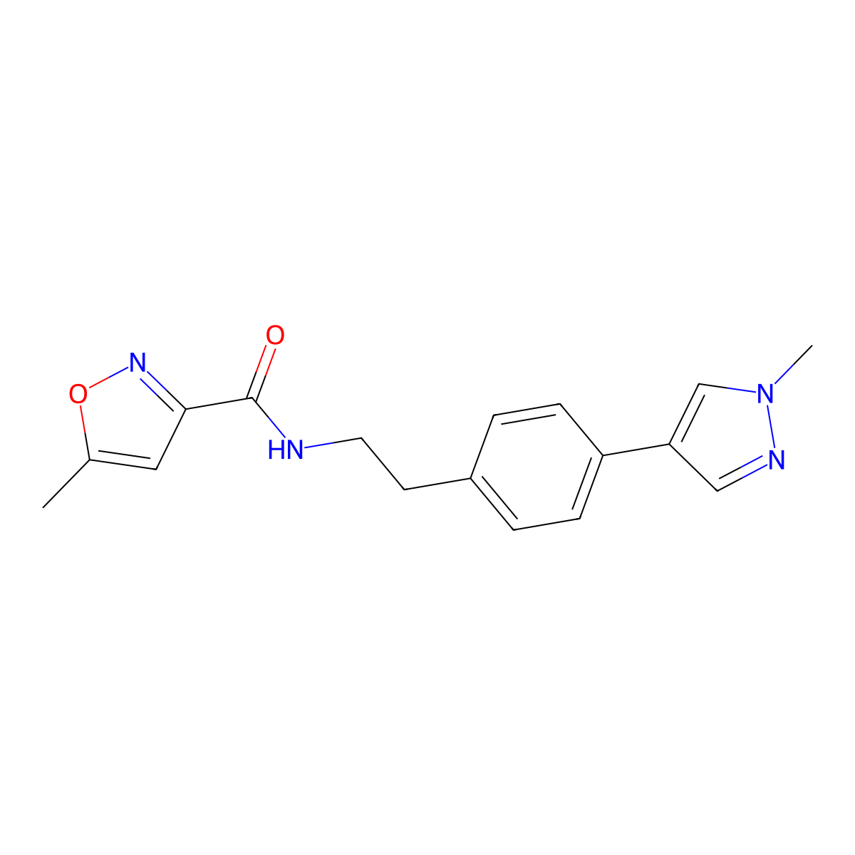 5-methyl-N-{2-[4-(1-methyl-1H-pyrazol-4-yl)phenyl]ethyl}-1,2-oxazole-3-carboxamide molecular structure, CAS 2549017-22-1
