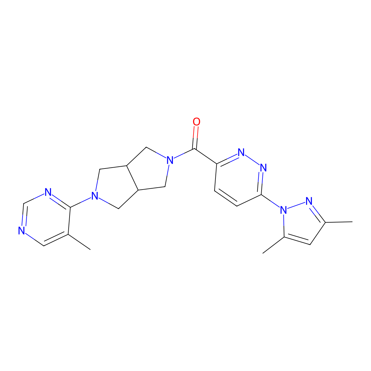 4-{5-[6-(3,5-dimethyl-1H-pyrazol-1-yl)pyridazine-3-carbonyl]-octahydropyrrolo[3,4-c]pyrrol-2-yl}-5-methylpyrimidine molecular structure, CAS 2549017-27-6