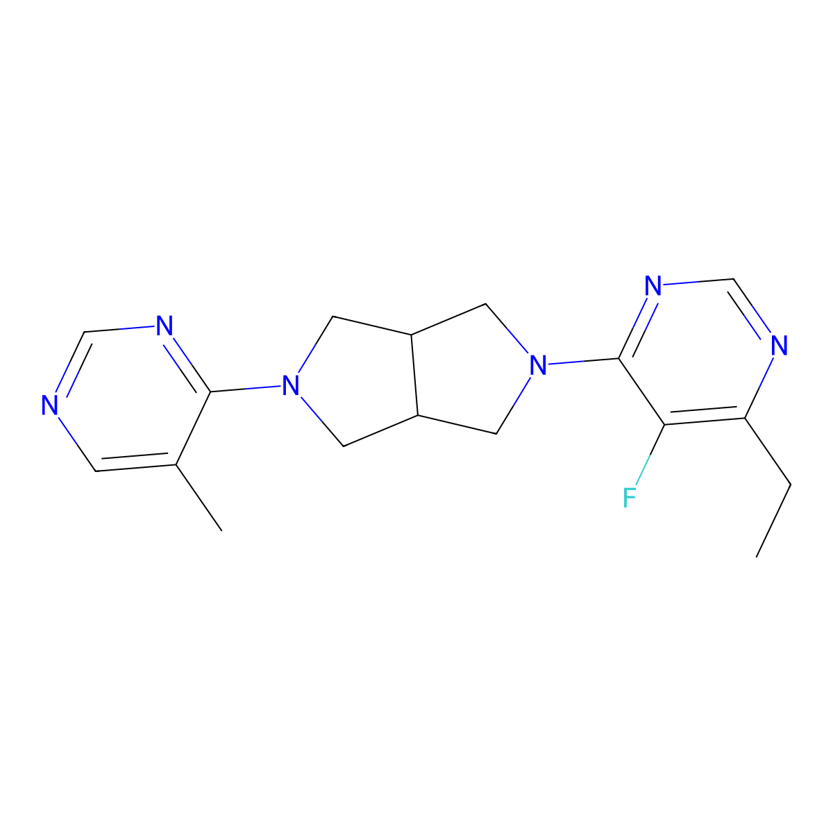4-Ethyl-5-fluoro-6-[5-(5-methylpyrimidin-4-yl)-octahydropyrrolo[3,4-c]pyrrol-2-yl]pyrimidine molecular structure, CAS 2549017-32-3