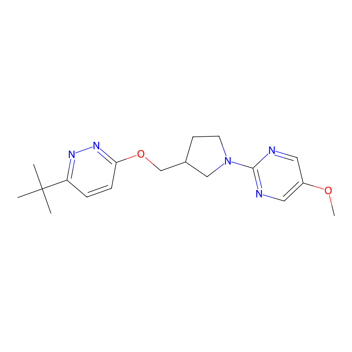 2-(3-{[(6-Tert-butylpyridazin-3-yl)oxy]methyl}pyrrolidin-1-yl)-5-methoxypyrimidine molecular structure, CAS 2549017-33-4