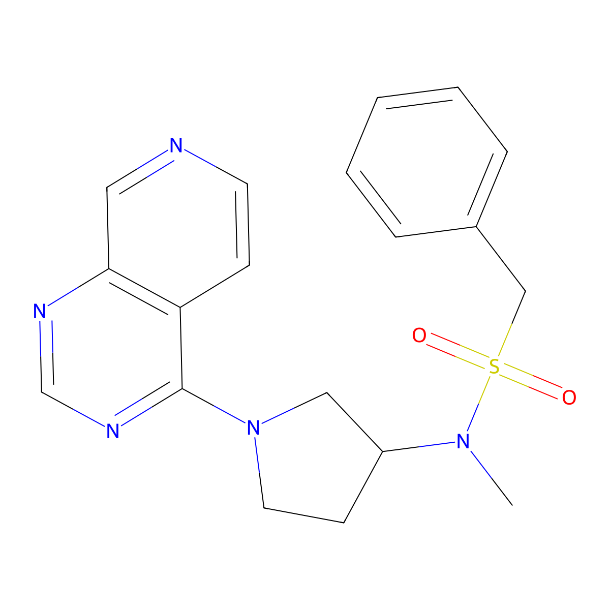 N-methyl-1-phenyl-N-(1-{pyrido[3,4-d]pyrimidin-4-yl}pyrrolidin-3-yl)methanesulfonamide molecular structure, CAS 2549017-36-7