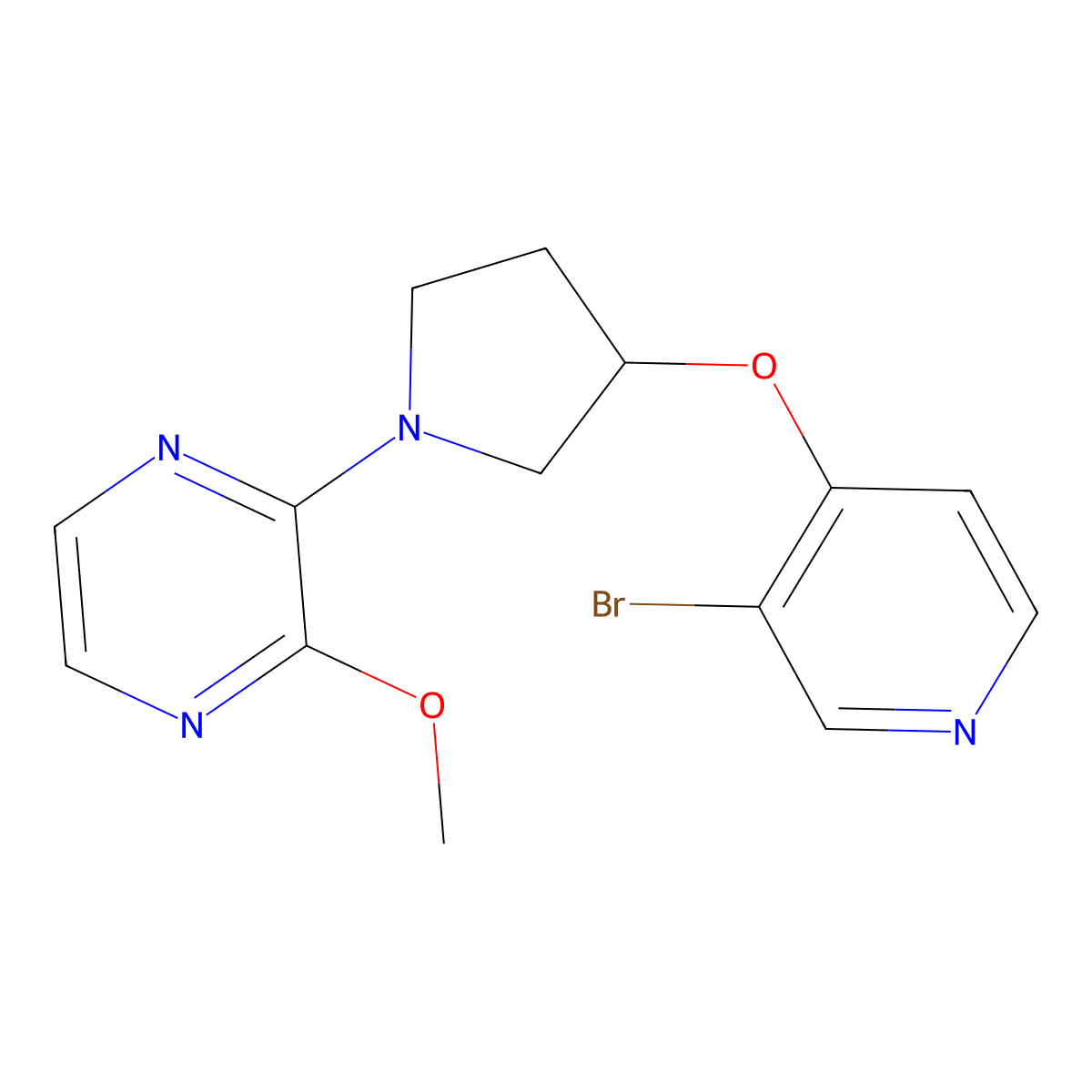 2-{3-[(3-Bromopyridin-4-yl)oxy]pyrrolidin-1-yl}-3-methoxypyrazine molecular structure, CAS 2549017-38-9