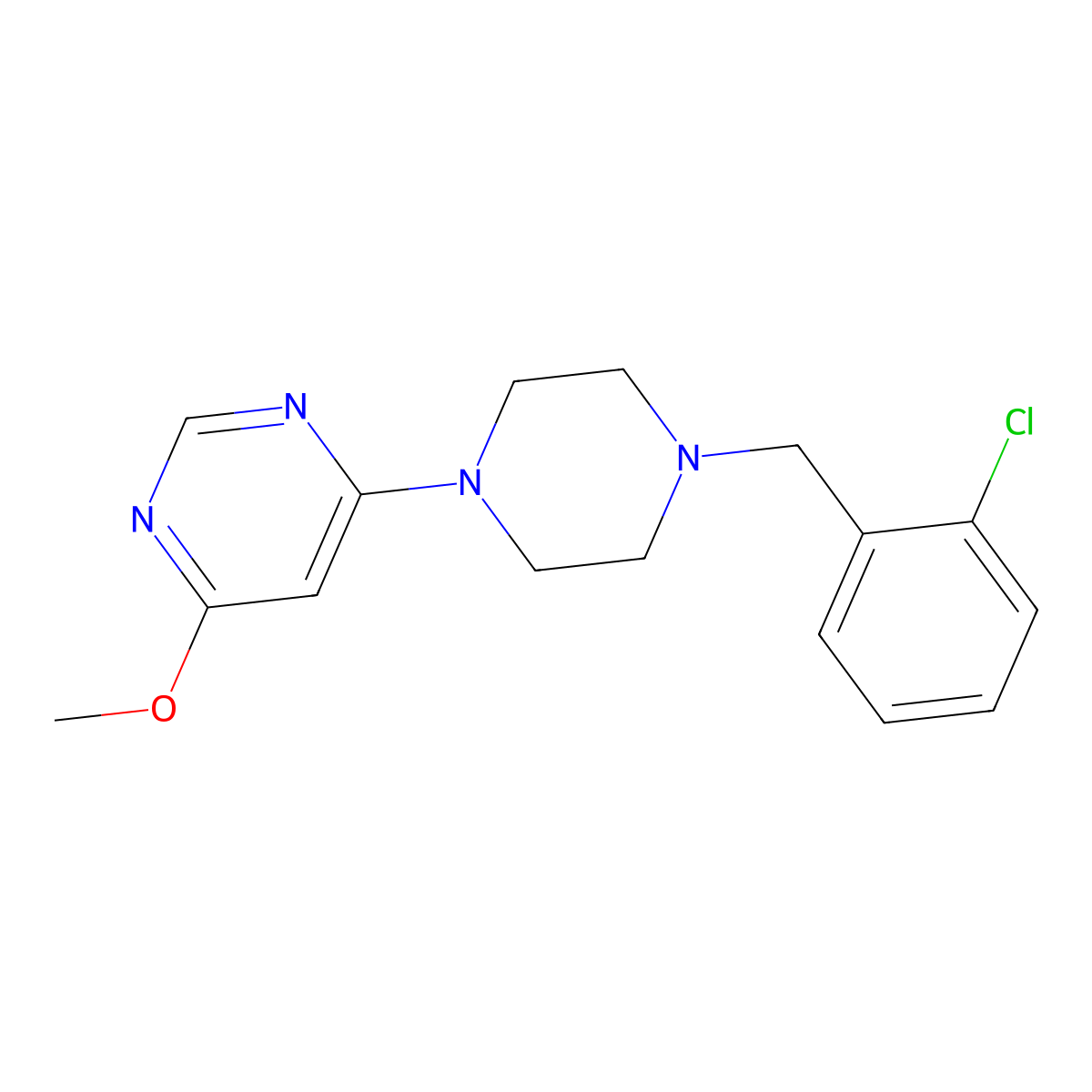 4-{4-[(2-Chlorophenyl)methyl]piperazin-1-yl}-6-methoxypyrimidine molecular structure, CAS 2549017-39-0
