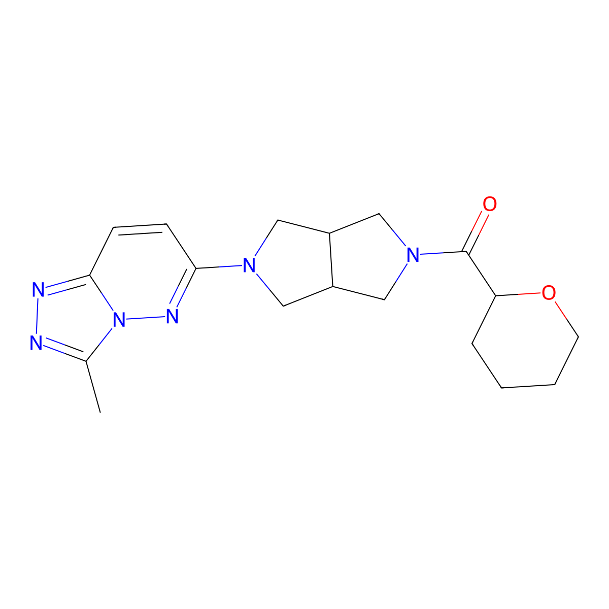 2-{3-Methyl-[1,2,4]triazolo[4,3-b]pyridazin-6-yl}-5-(oxane-2-carbonyl)-octahydropyrrolo[3,4-c]pyrrole molecular structure, CAS 2549017-40-3