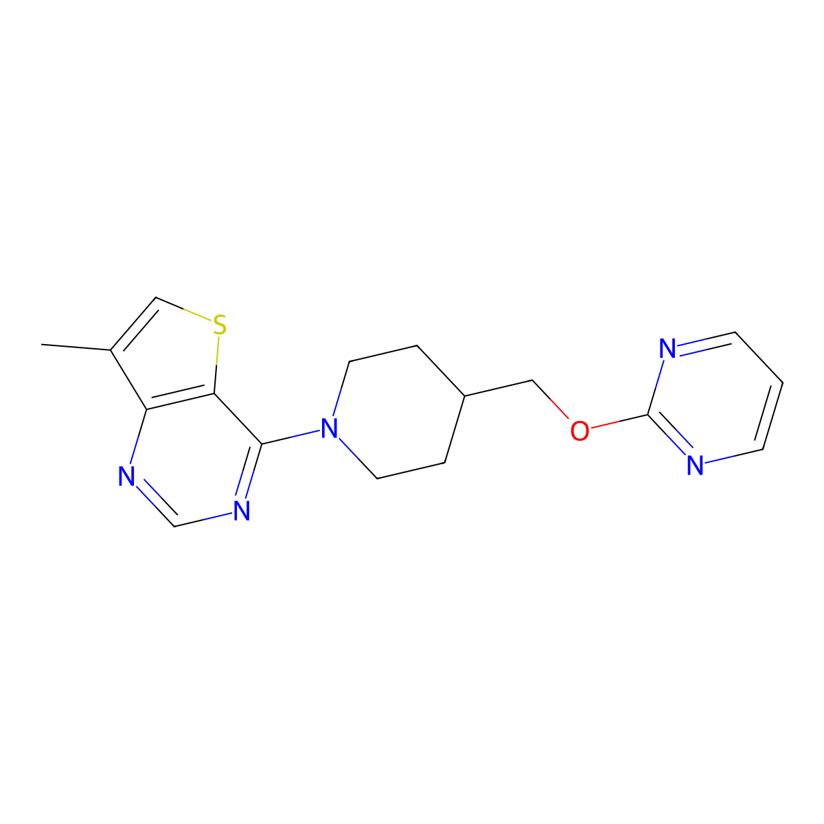 2-[(1-{7-Methylthieno[3,2-d]pyrimidin-4-yl}piperidin-4-yl)methoxy]pyrimidine molecular structure, CAS 2549017-45-8