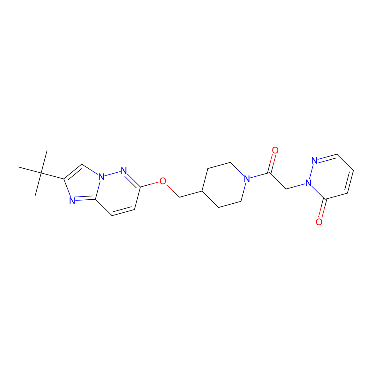 2-(2-{4-[({2-Tert-butylimidazo[1,2-b]pyridazin-6-yl}oxy)methyl]piperidin-1-yl}-2-oxoethyl)-2,3-dihydropyridazin-3-one molecular structure, CAS 2549017-50-5