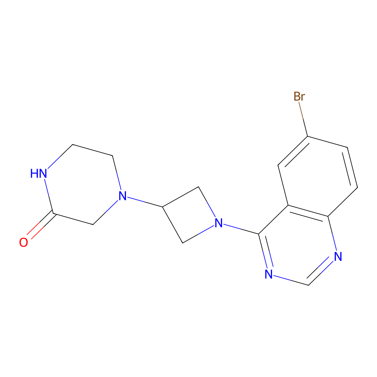 4-[1-(6-Bromoquinazolin-4-yl)azetidin-3-yl]piperazin-2-one molecular structure, CAS 2549017-51-6