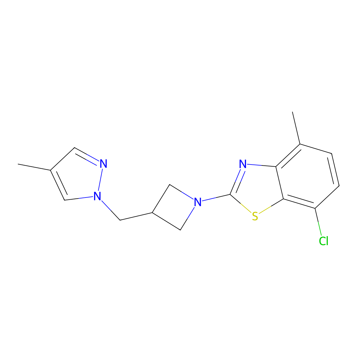 7-chloro-4-methyl-2-{3-[(4-methyl-1H-pyrazol-1-yl)methyl]azetidin-1-yl}-1,3-benzothiazole molecular structure, CAS 2549017-52-7
