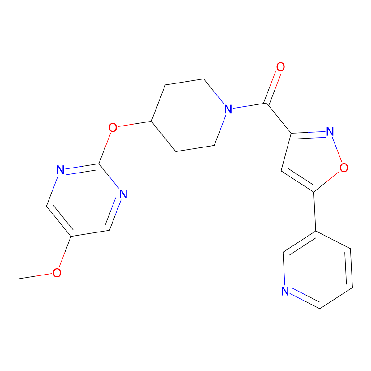 5-Methoxy-2-({1-[5-(pyridin-3-yl)-1,2-oxazole-3-carbonyl]piperidin-4-yl}oxy)pyrimidine molecular structure, CAS 2549017-54-9