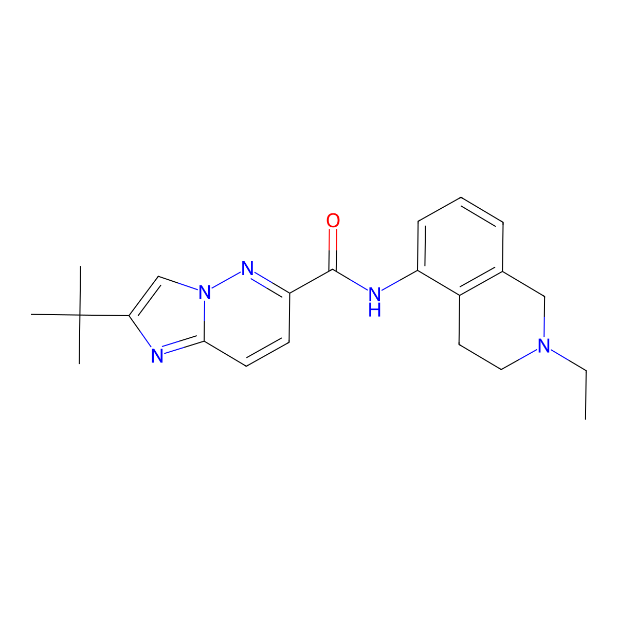 2-tert-butyl-N-(2-ethyl-1,2,3,4-tetrahydroisoquinolin-5-yl)imidazo[1,2-b]pyridazine-6-carboxamide molecular structure, CAS 2549017-55-0