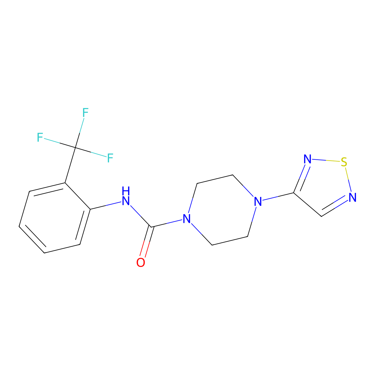 4-(1,2,5-thiadiazol-3-yl)-N-[2-(trifluoromethyl)phenyl]piperazine-1-carboxamide molecular structure, CAS 2549017-62-9