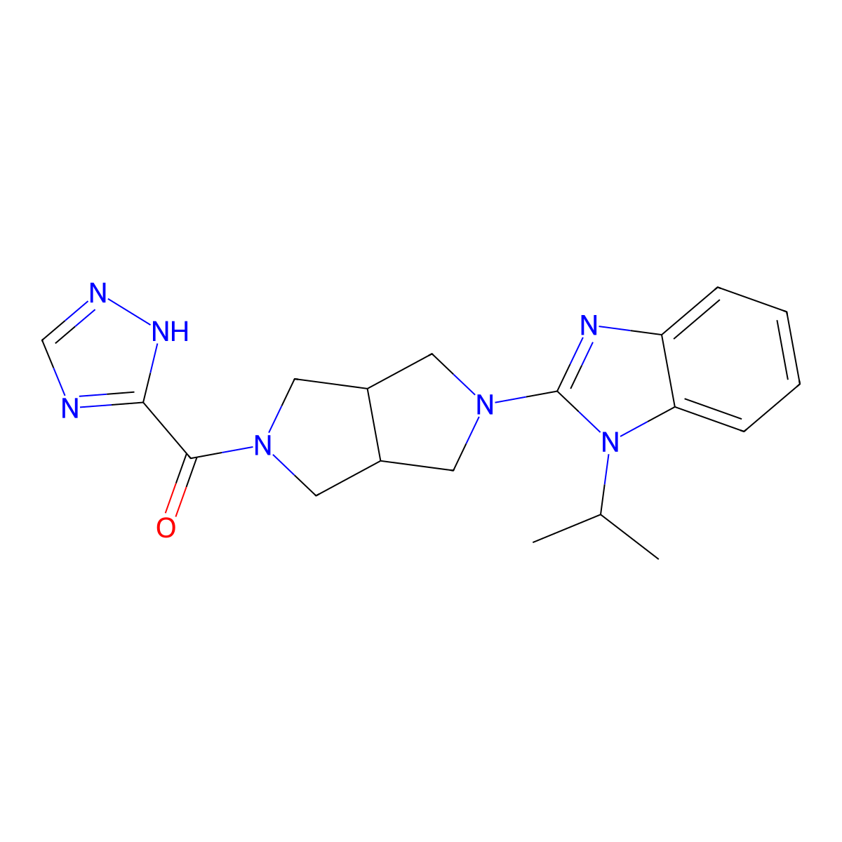 1-(propan-2-yl)-2-[5-(1H-1,2,4-triazole-3-carbonyl)-octahydropyrrolo[3,4-c]pyrrol-2-yl]-1H-1,3-benzodiazole molecular structure, CAS 2549017-63-0