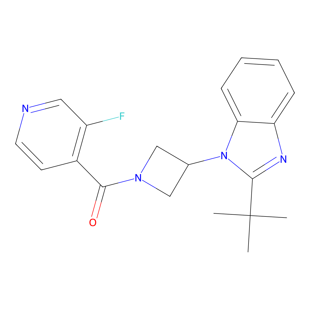 2-tert-butyl-1-[1-(3-fluoropyridine-4-carbonyl)azetidin-3-yl]-1H-1,3-benzodiazole molecular structure, CAS 2549017-66-3