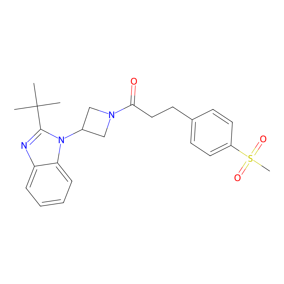 1-[3-(2-tert-butyl-1H-1,3-benzodiazol-1-yl)azetidin-1-yl]-3-(4-methanesulfonylphenyl)propan-1-one molecular structure, CAS 2549017-67-4