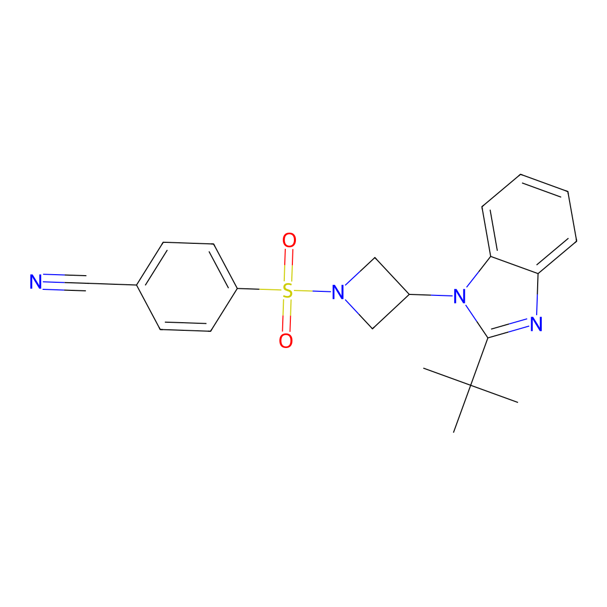 4-{[3-(2-tert-butyl-1H-1,3-benzodiazol-1-yl)azetidin-1-yl]sulfonyl}benzonitrile molecular structure, CAS 2549017-70-9