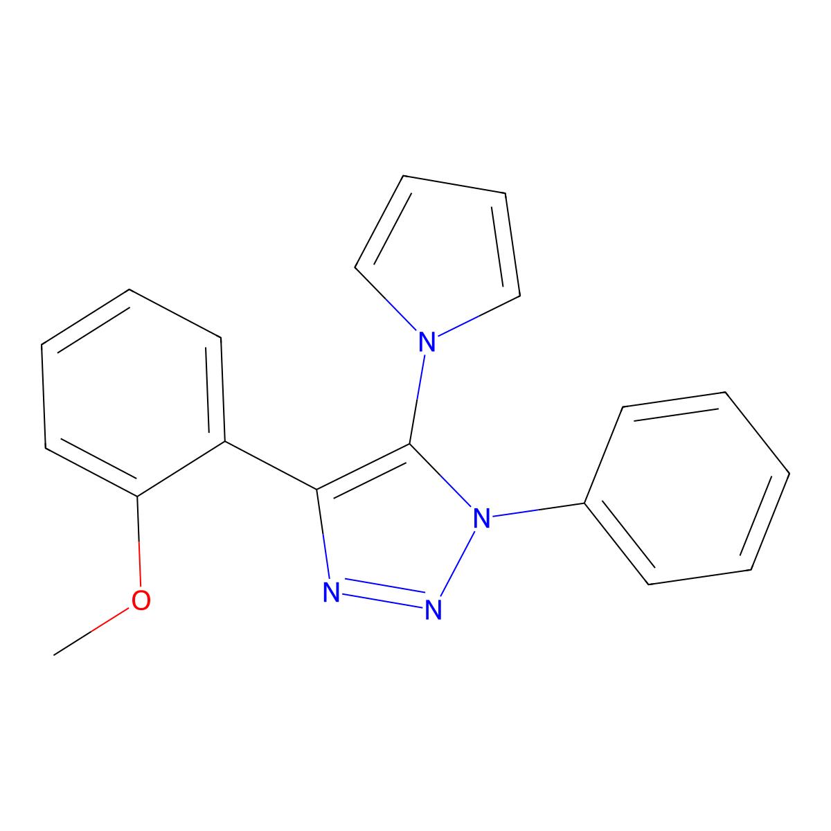 4-(2-methoxyphenyl)-1-phenyl-5-(1H-pyrrol-1-yl)-1H-1,2,3-triazole molecular structure, CAS 2549017-73-2