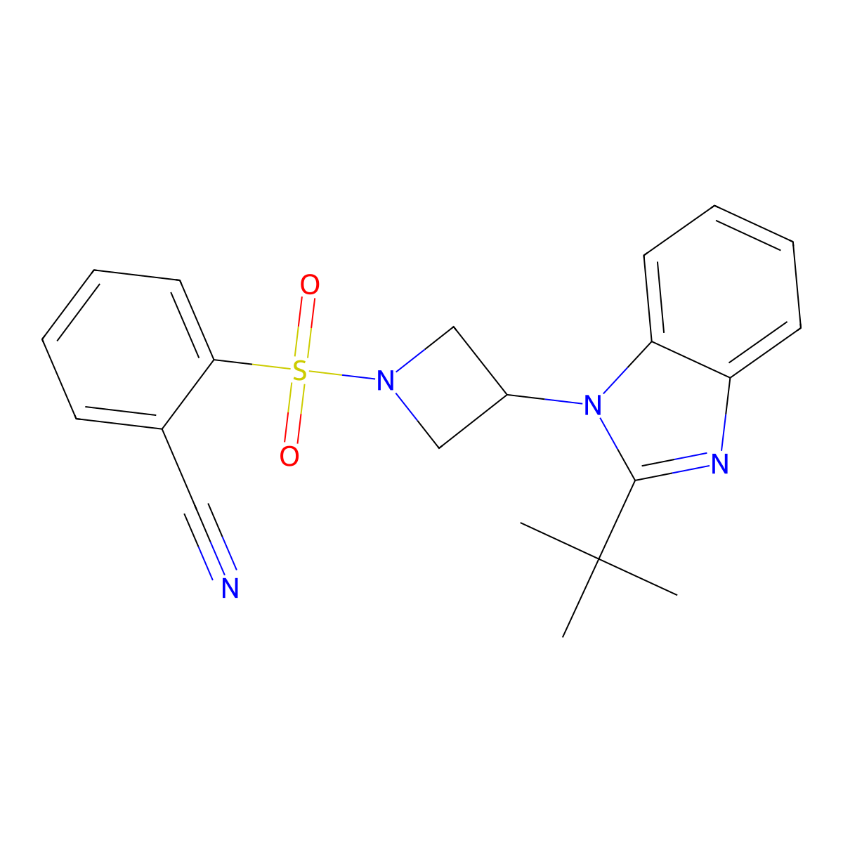2-{[3-(2-tert-butyl-1H-1,3-benzodiazol-1-yl)azetidin-1-yl]sulfonyl}benzonitrile molecular structure, CAS 2549017-74-3