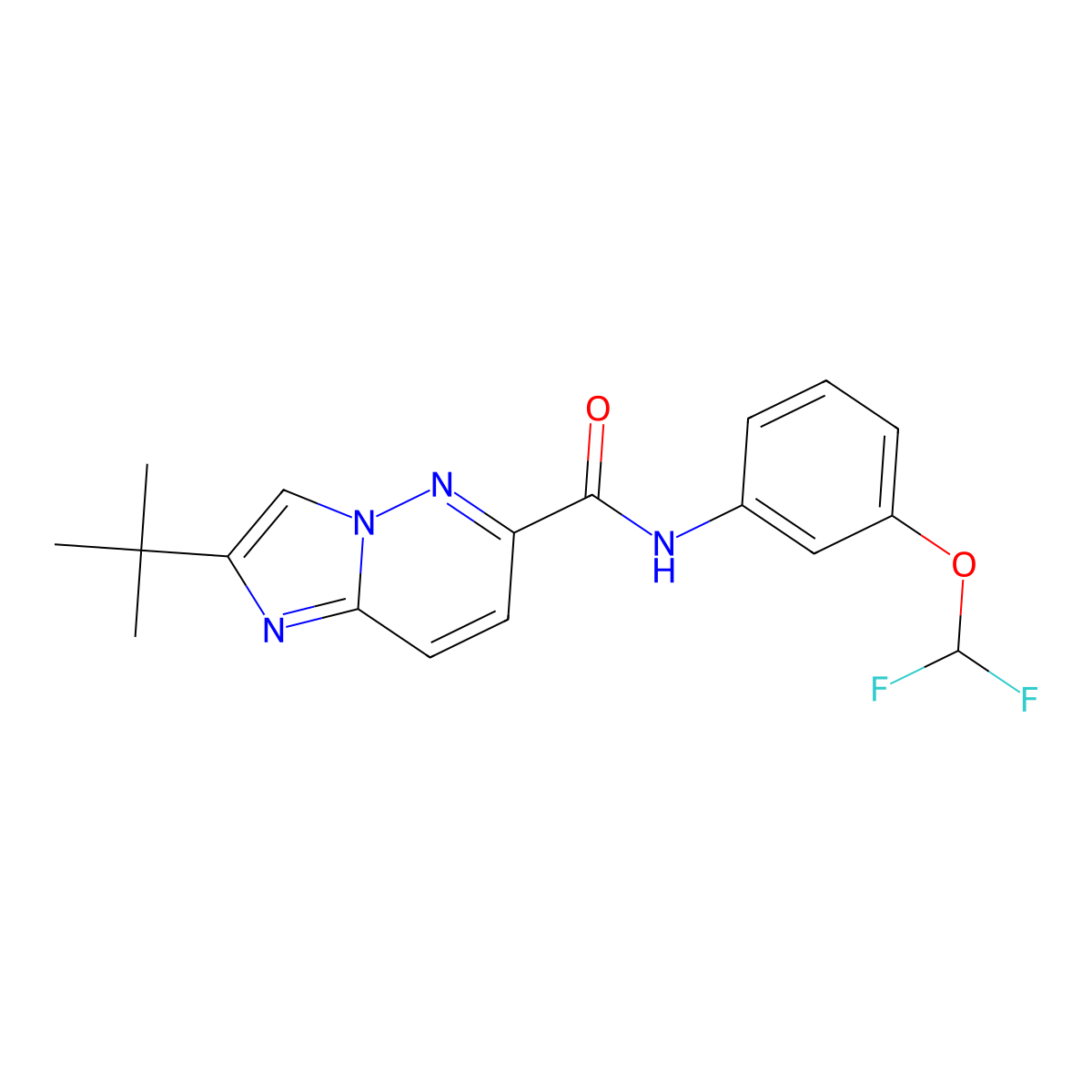 2-tert-butyl-N-[3-(difluoromethoxy)phenyl]imidazo[1,2-b]pyridazine-6-carboxamide molecular structure, CAS 2549017-75-4