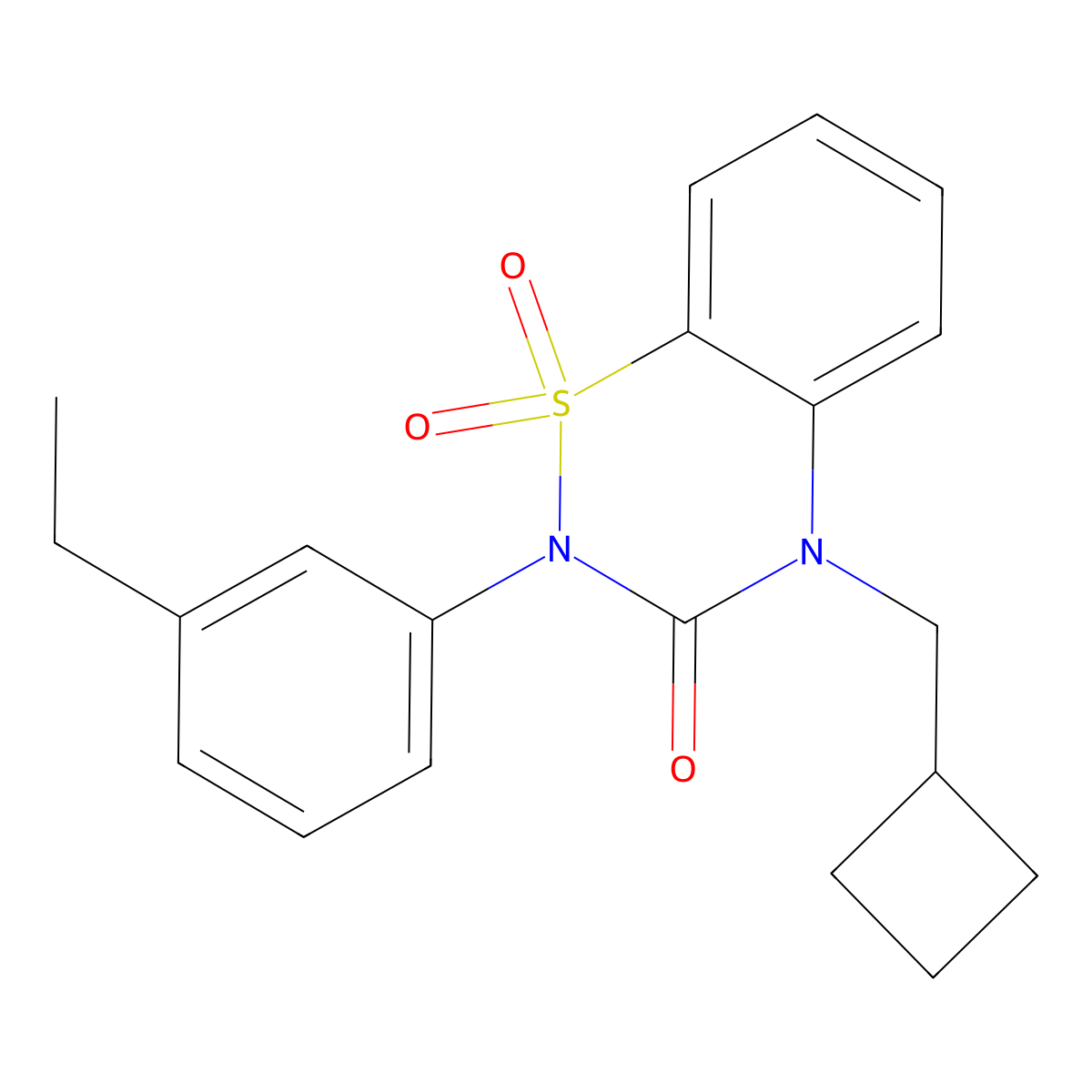 4-(cyclobutylmethyl)-2-(3-ethylphenyl)-3,4-dihydro-2H-1lambda6,2,4-benzothiadiazine-1,1,3-trione molecular structure, CAS 2549017-78-7