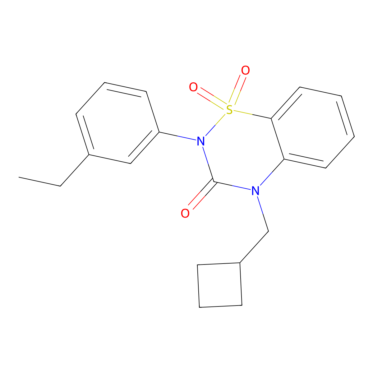 4-(cyclobutylmethyl)-2-(3-ethylphenyl)-3,4-dihydro-2H-1lambda6,2,4-benzothiadiazine-1,1,3-trione molecular structure, CAS 2549017-78-7