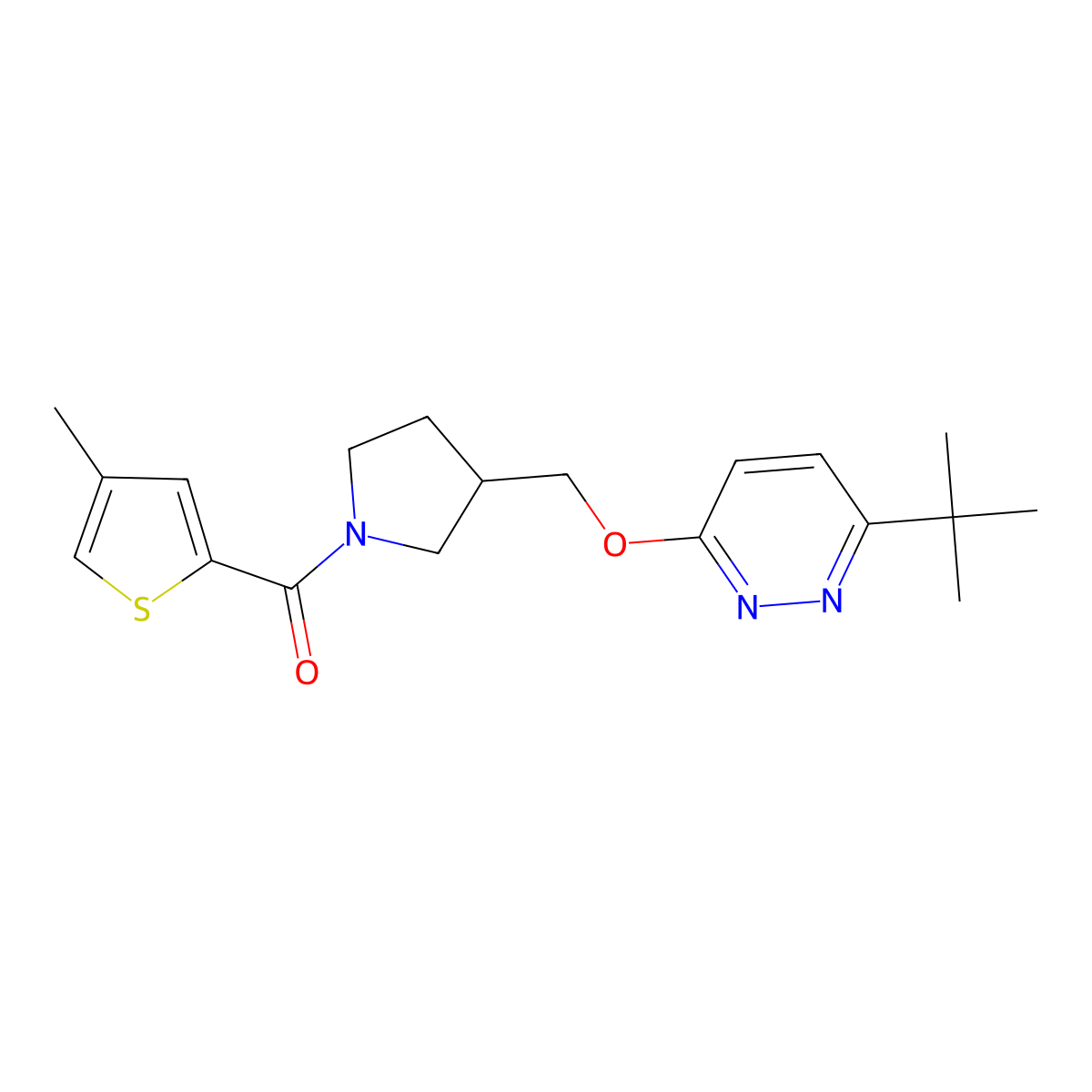 3-Tert-butyl-6-{[1-(4-methylthiophene-2-carbonyl)pyrrolidin-3-yl]methoxy}pyridazine molecular structure, CAS 2549017-80-1