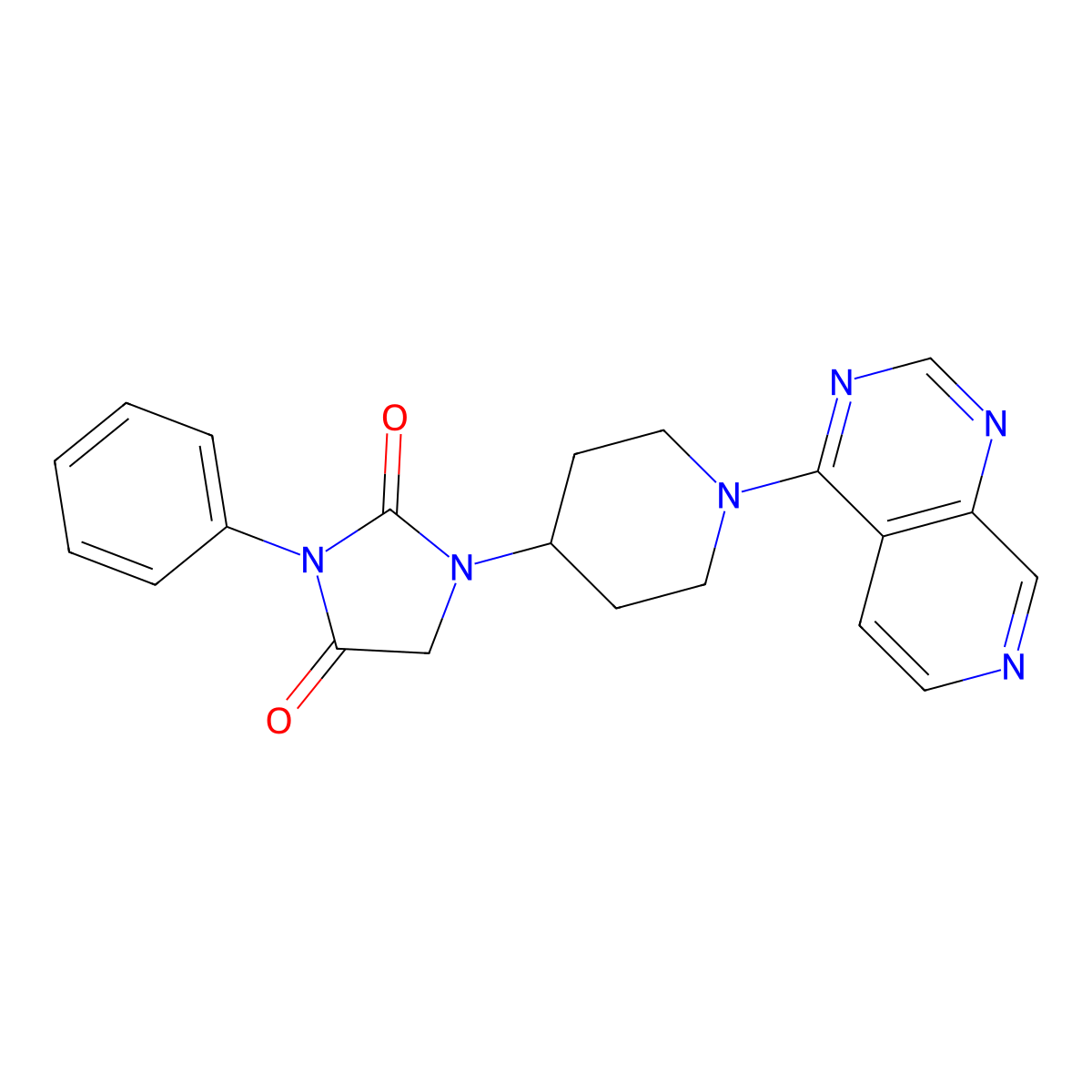 3-Phenyl-1-(1-{pyrido[3,4-d]pyrimidin-4-yl}piperidin-4-yl)imidazolidine-2,4-dione molecular structure, CAS 2549017-87-8