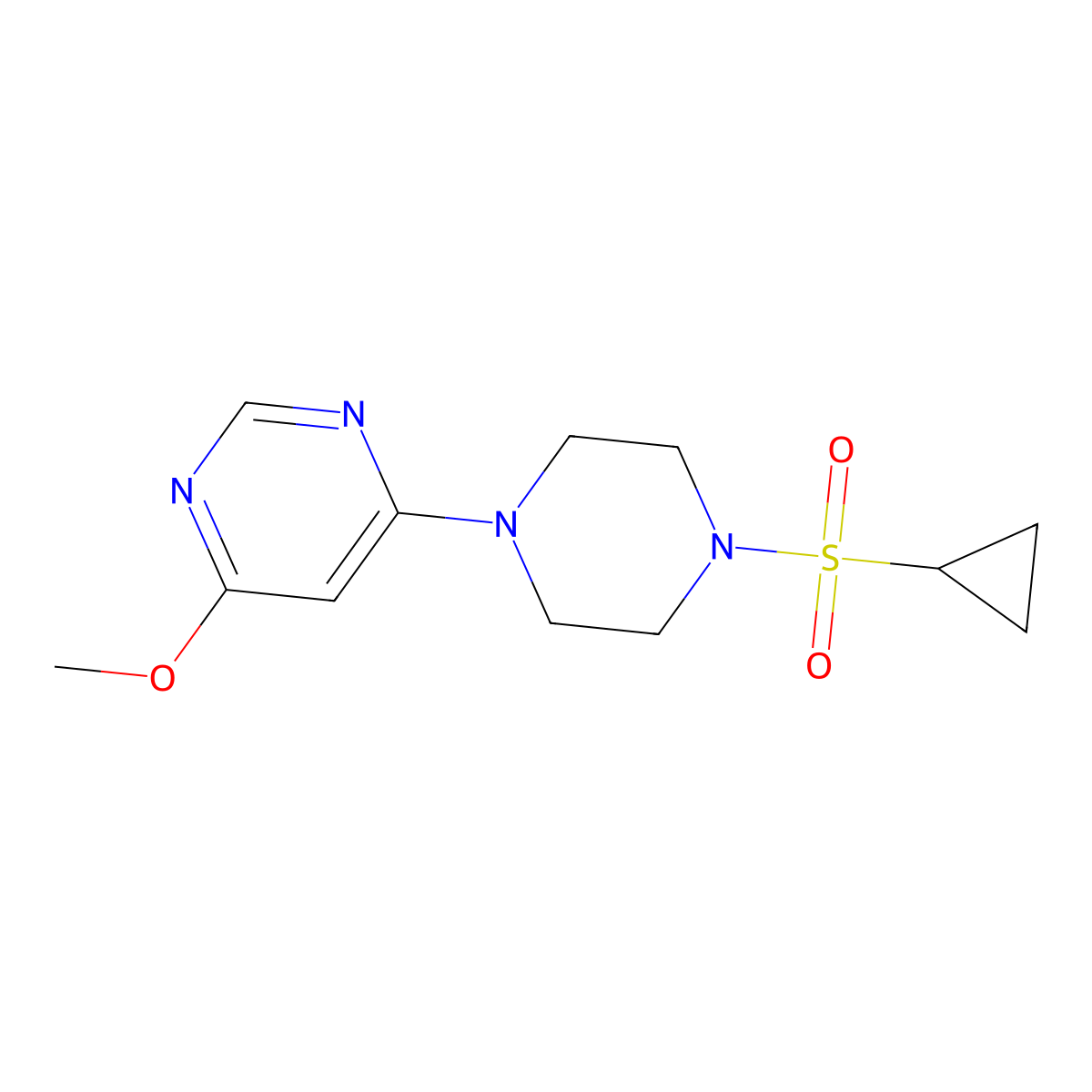 4-[4-(Cyclopropanesulfonyl)piperazin-1-yl]-6-methoxypyrimidine molecular structure, CAS 2549017-89-0
