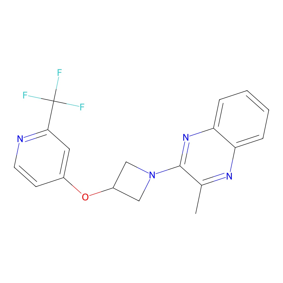 2-Methyl-3-(3-{[2-(trifluoromethyl)pyridin-4-yl]oxy}azetidin-1-yl)quinoxaline molecular structure, CAS 2549017-94-7