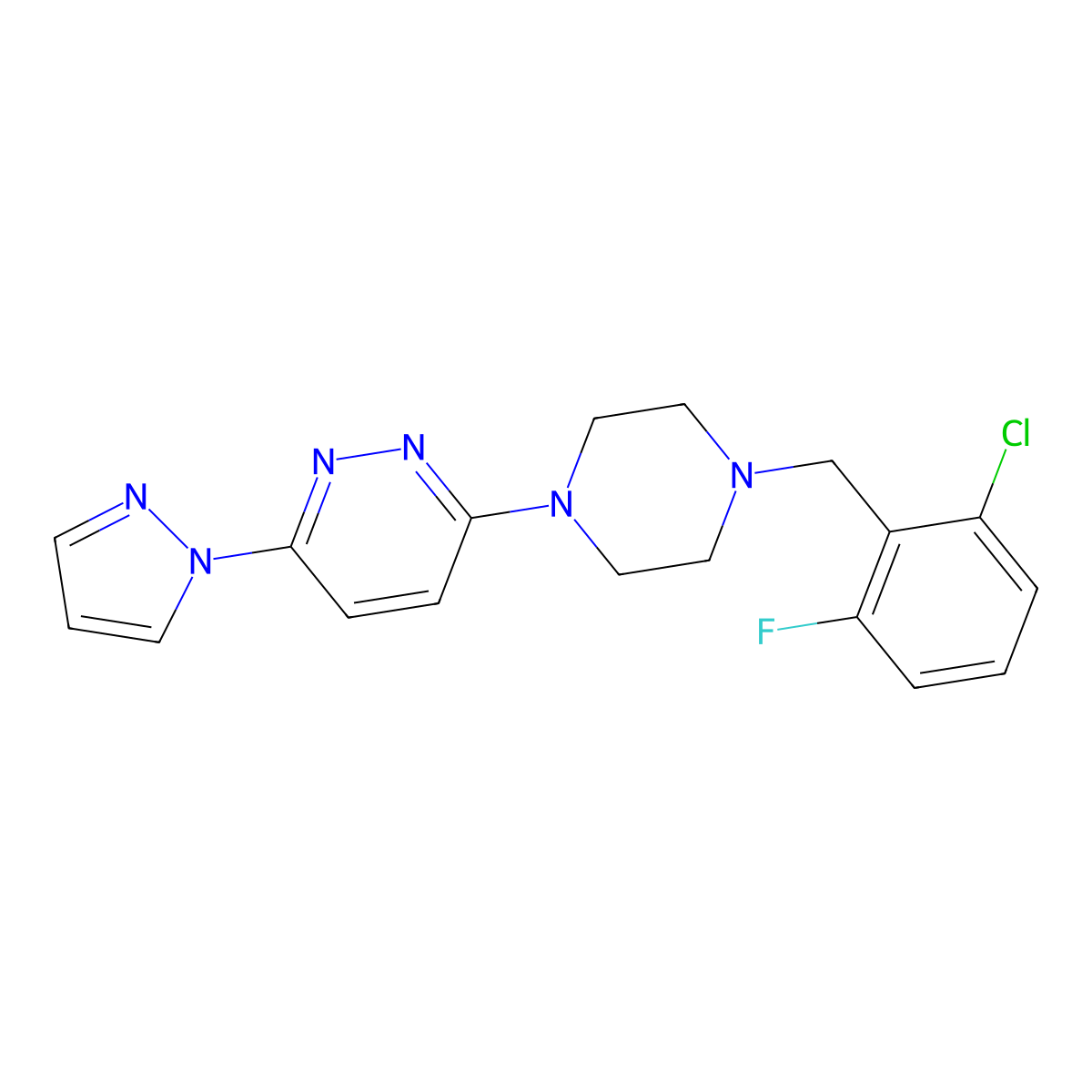 3-{4-[(2-chloro-6-fluorophenyl)methyl]piperazin-1-yl}-6-(1H-pyrazol-1-yl)pyridazine molecular structure, CAS 2549017-96-9