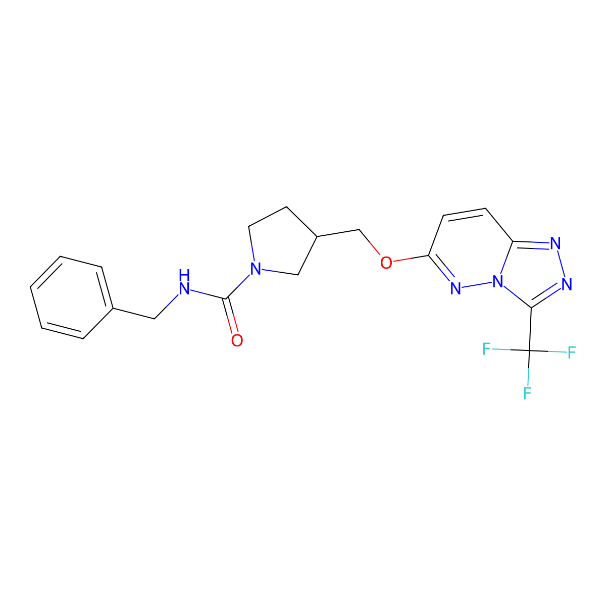 N-benzyl-3-({[3-(trifluoromethyl)-[1,2,4]triazolo[4,3-b]pyridazin-6-yl]oxy}methyl)pyrrolidine-1-carboxamide molecular structure, CAS 2549017-97-0