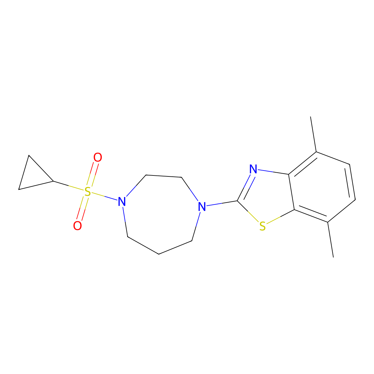 2-[4-(Cyclopropanesulfonyl)-1,4-diazepan-1-yl]-4,7-dimethyl-1,3-benzothiazole molecular structure, CAS 2549018-03-1