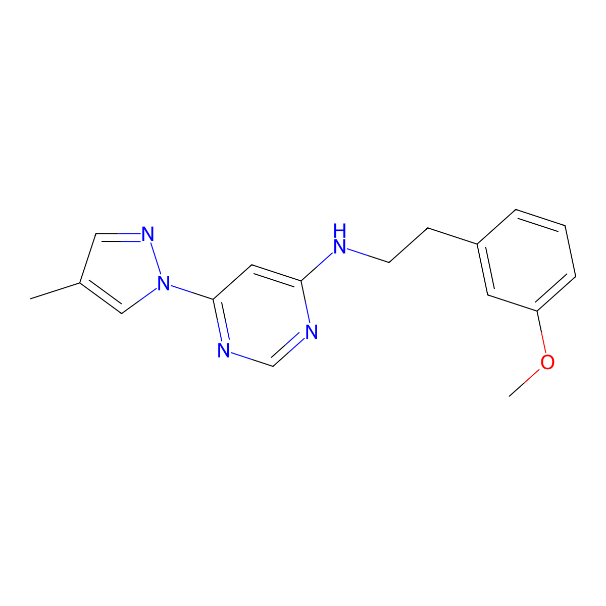 N-[2-(3-methoxyphenyl)ethyl]-6-(4-methyl-1H-pyrazol-1-yl)pyrimidin-4-amine molecular structure, CAS 2549018-04-2