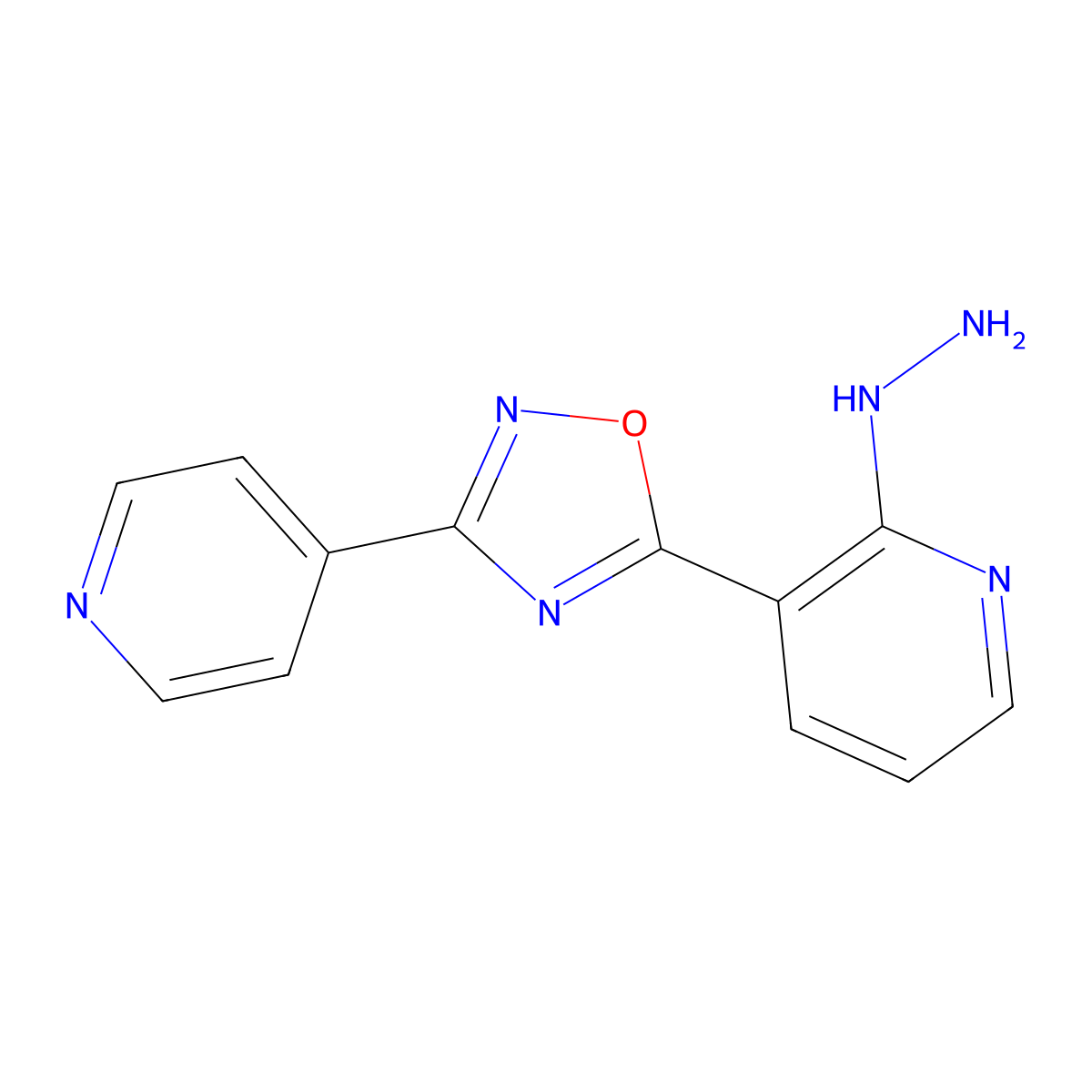 2-Hydrazinyl-3-[3-(pyridin-4-yl)-1,2,4-oxadiazol-5-yl]pyridine molecular structure, CAS 2549018-06-4